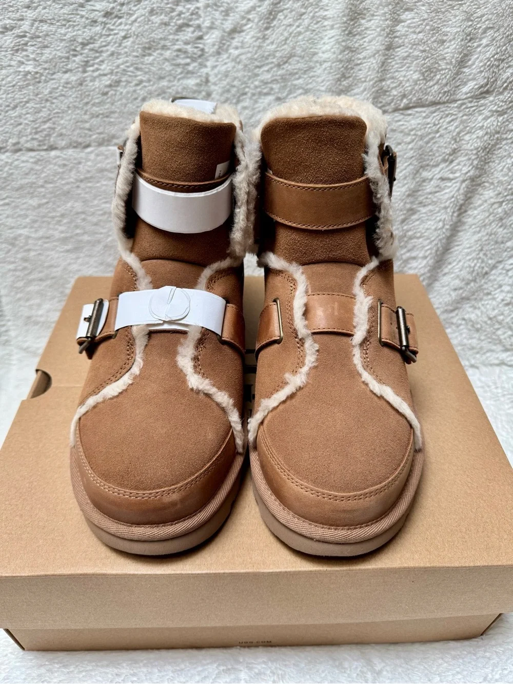 NWT - UGG Chestnut Suede Shearling Buckle Boot
